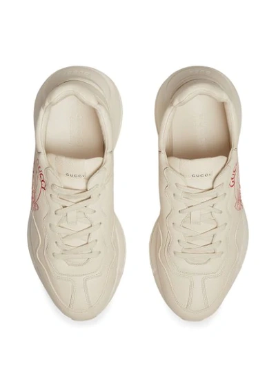 Shop Gucci Rhyton Low-top Sneakers In White