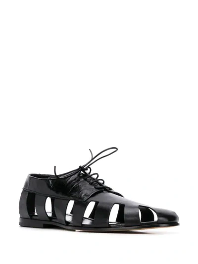 Shop Bottega Veneta Cut-out Derby Shoes In Black