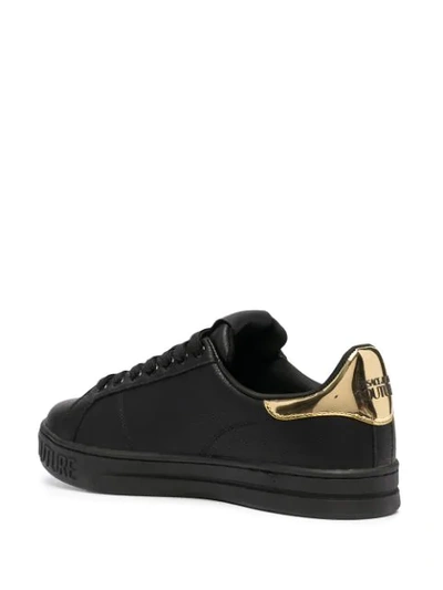 Shop Versace Jeans Couture Metallic Logo Patch Trainers In Black