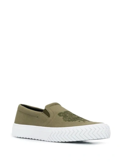 Shop Kenzo Tiger Motif Plimsolls In Green