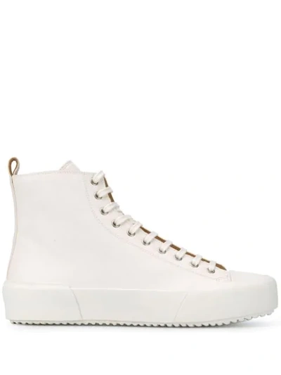 Shop Jil Sander High-top Leather Sneakers In White