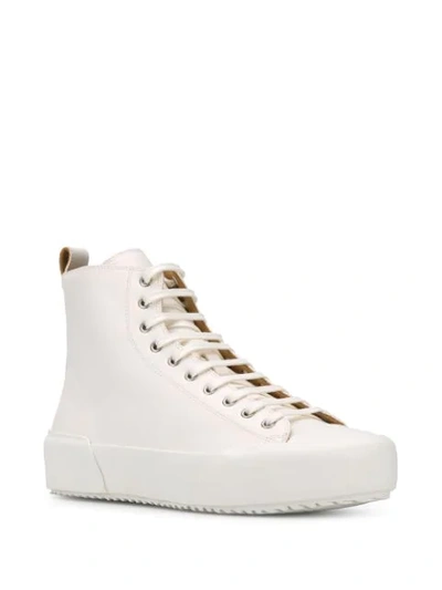 Shop Jil Sander High-top Leather Sneakers In White