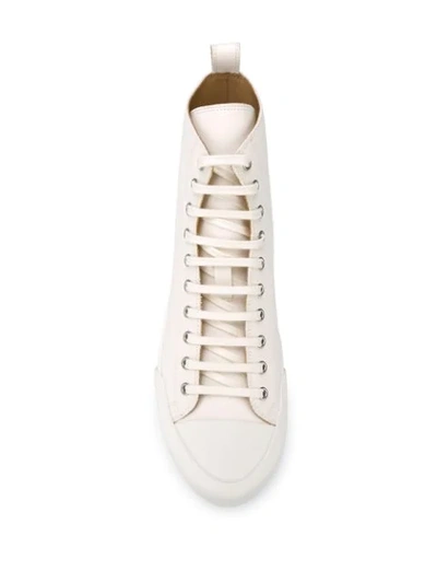 Shop Jil Sander High-top Leather Sneakers In White