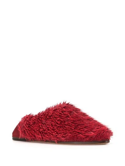 Shop Doublet Faux Fur Slippers In Red