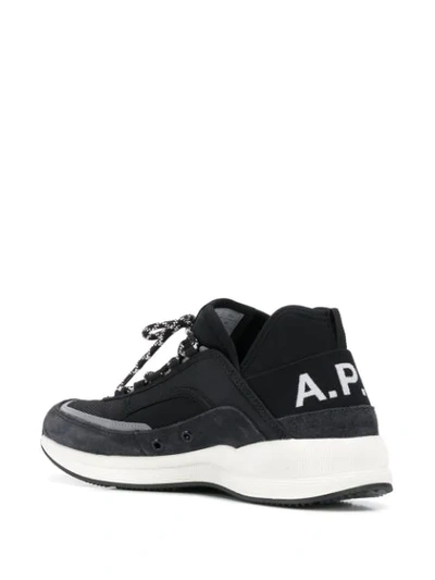 Shop Apc Logo Print Sneakers In Grey