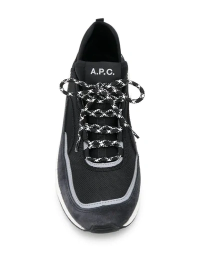 Shop Apc Logo Print Sneakers In Grey