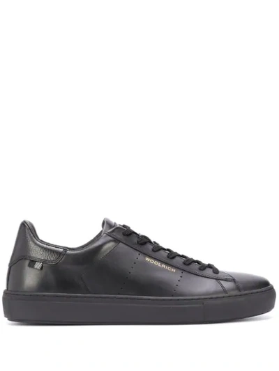 Shop Woolrich Low-top Leather Sneakers In Black