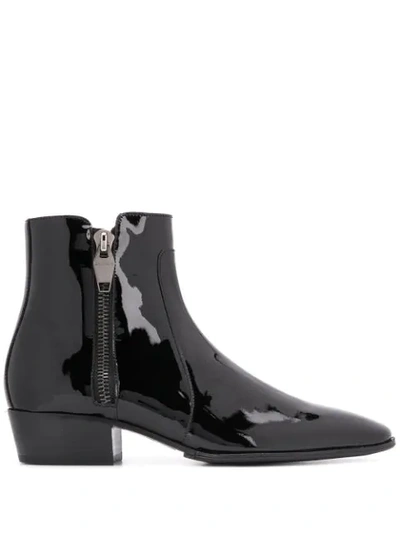 Shop Balmain Side Zips Ankle Boots In Black