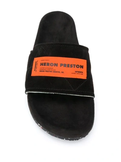 Shop Heron Preston Sponge Logo Slides In Black