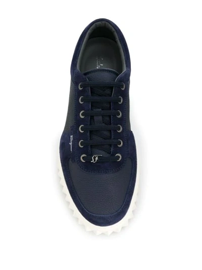 Shop Ferragamo Leather Sneakers In Blue