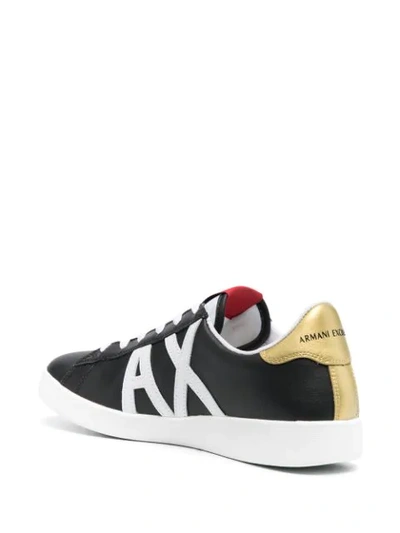 Armani Exchange Appliqué-logo Perforated Sneakers In Black | ModeSens