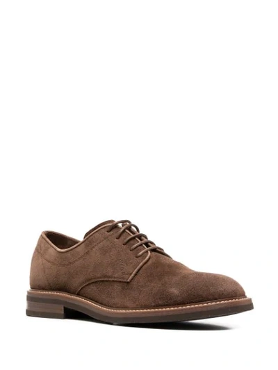 Brunello Cucinelli Toe-cap Suede Derby Shoes In Brown