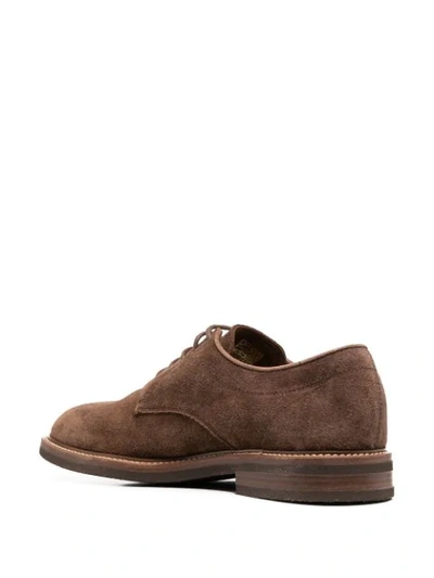 Brunello Cucinelli Toe-cap Suede Derby Shoes In Brown