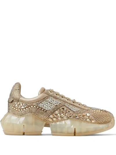 Shop Jimmy Choo Diamond/m Embellished Sneakers In Gold
