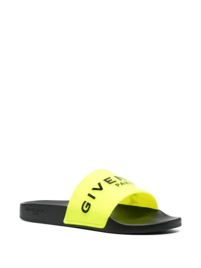 Shop Givenchy Logo-print Sliders In Giallo