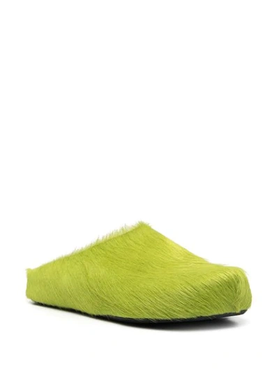 Shop Marni Fussbet Sabot Calf-hair Slippers In Green