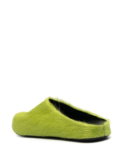 Marni Slip-on Calf Hair Slippers In Green