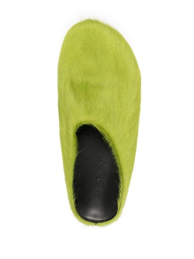 Shop Marni Fussbet Sabot Calf-hair Slippers In Green