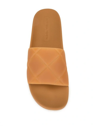 Shop Bottega Veneta Intrecciato Effect Slides In Brown