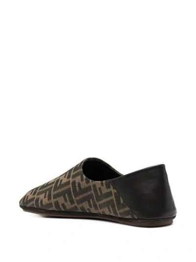 Shop Fendi Zucca-pattern Loafers In Brown