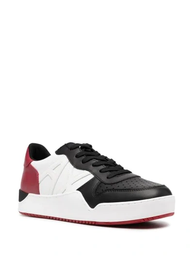 Shop Armani Exchange Color-block Lace-up Sneakers In Black