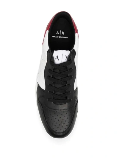 Shop Armani Exchange Color-block Lace-up Sneakers In Black