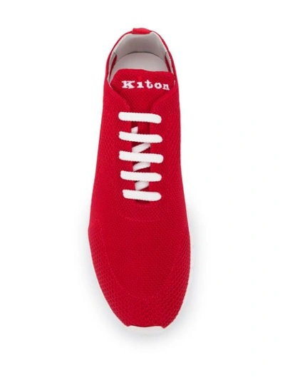 Shop Kiton Logo Tongue Sneakers In Red