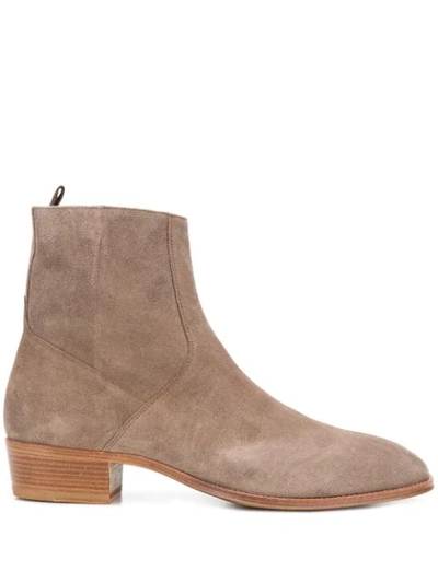 Shop Represent Smooth Ankle Boots In Neutrals