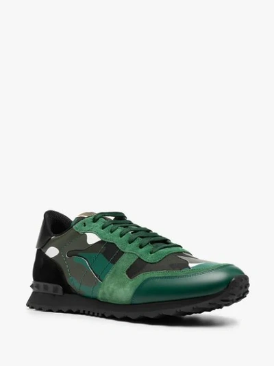 Shop Valentino Rockrunner Camouflage Low-top Sneakers In Green