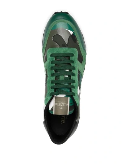 Shop Valentino Rockrunner Camouflage Low-top Sneakers In Green