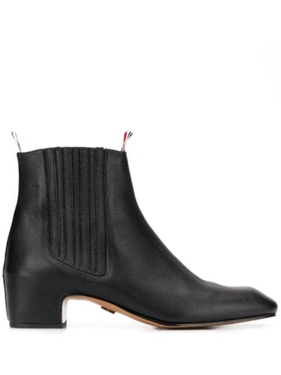 Shop Thom Browne Block Heel Chelsea Boots In Black