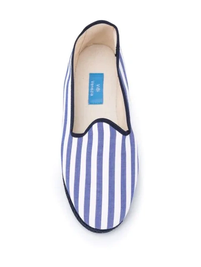 Shop Vibi Venezia Striped Flat Loafers In Blue