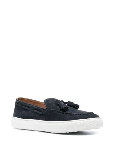 Fratelli Rossetti Suede Moccasin With Tassels And Contrasting Sole In Blue