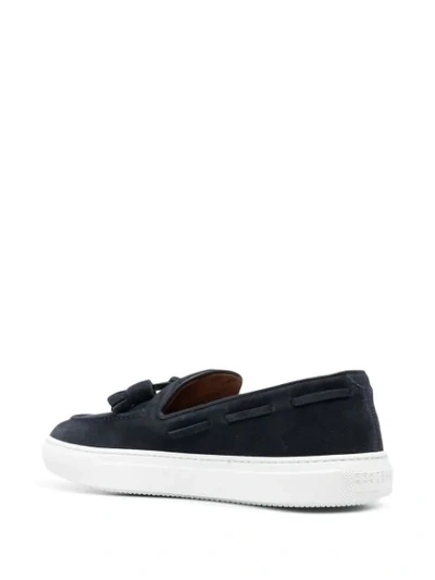 Fratelli Rossetti Suede Moccasin With Tassels And Contrasting Sole In Blue