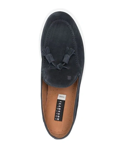 Fratelli Rossetti Suede Moccasin With Tassels And Contrasting Sole In Blue