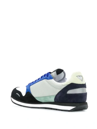 Shop Emporio Armani Suede-panel Low-top Trainers In Blue