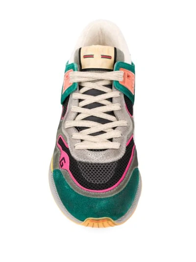Shop Gucci Panelled Low-top Sneakers In Green ,black