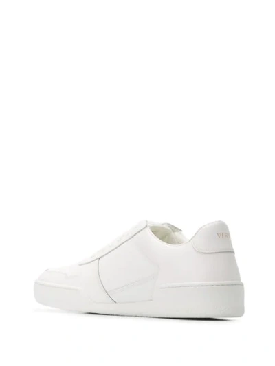 Shop Versace Logo Print Sneakers In White