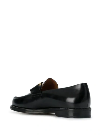 Shop Lanvin Gold Buckle Slip-on Loafers In Black
