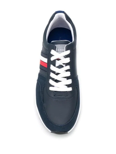 Shop Tommy Hilfiger Signature Lace-up Sneakers In Blue