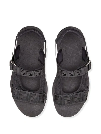 Shop Fendi Jacquard Ff Motif Sandals In Black