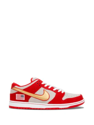Shop Nike Dunk Low Pro Sb Sneakers In Red