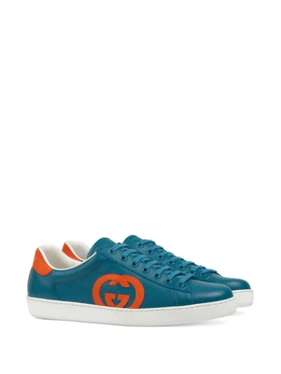 Shop Gucci Gg Ace Low-top Sneakers In Blue