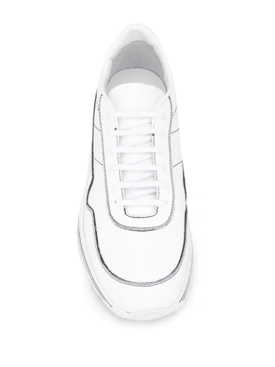 Shop Common Projects Cross Leather Sneakers In White