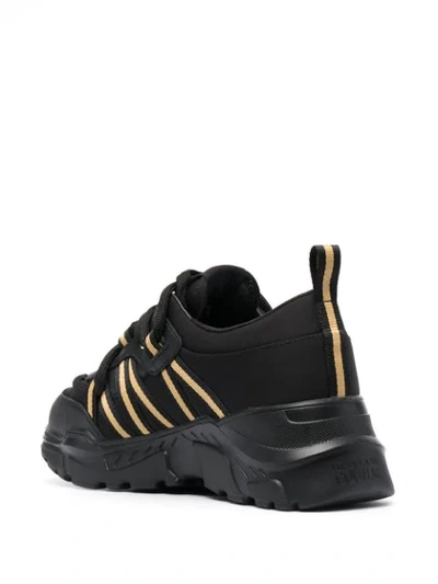 Shop Versace Jeans Couture Ribbon-trim Low-top Trainers In Black