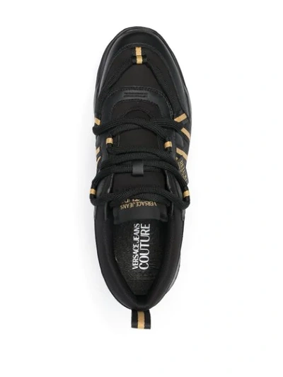 Shop Versace Jeans Couture Ribbon-trim Low-top Trainers In Black