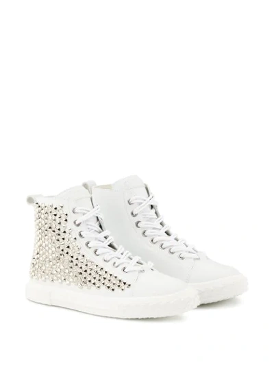 Shop Giuseppe Zanotti Spike-studded High-top Sneakers In White