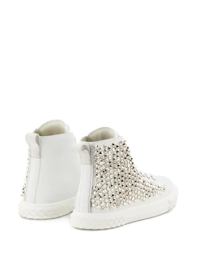 Shop Giuseppe Zanotti Spike-studded High-top Sneakers In White