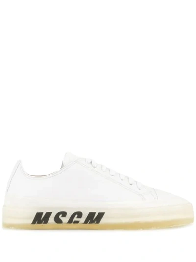 Shop Msgm Low-top Logo-print Sneakers In White