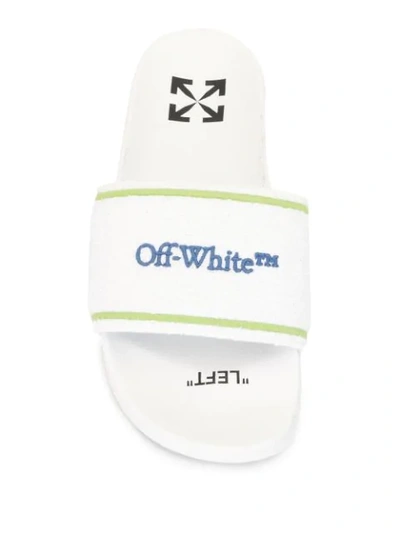 Shop Off-white Logo-print Pool Slides In White